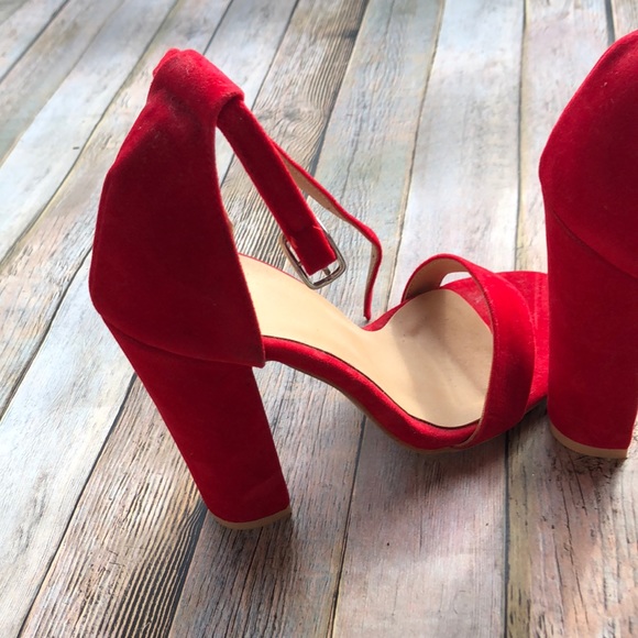 Red Suede Strappy Sandal - Picture 2 of 7
